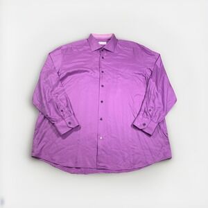Robert Graham Shirt Mens 47/18.5 Orchid Herringbone Flip Cuff Button Long Sleeve